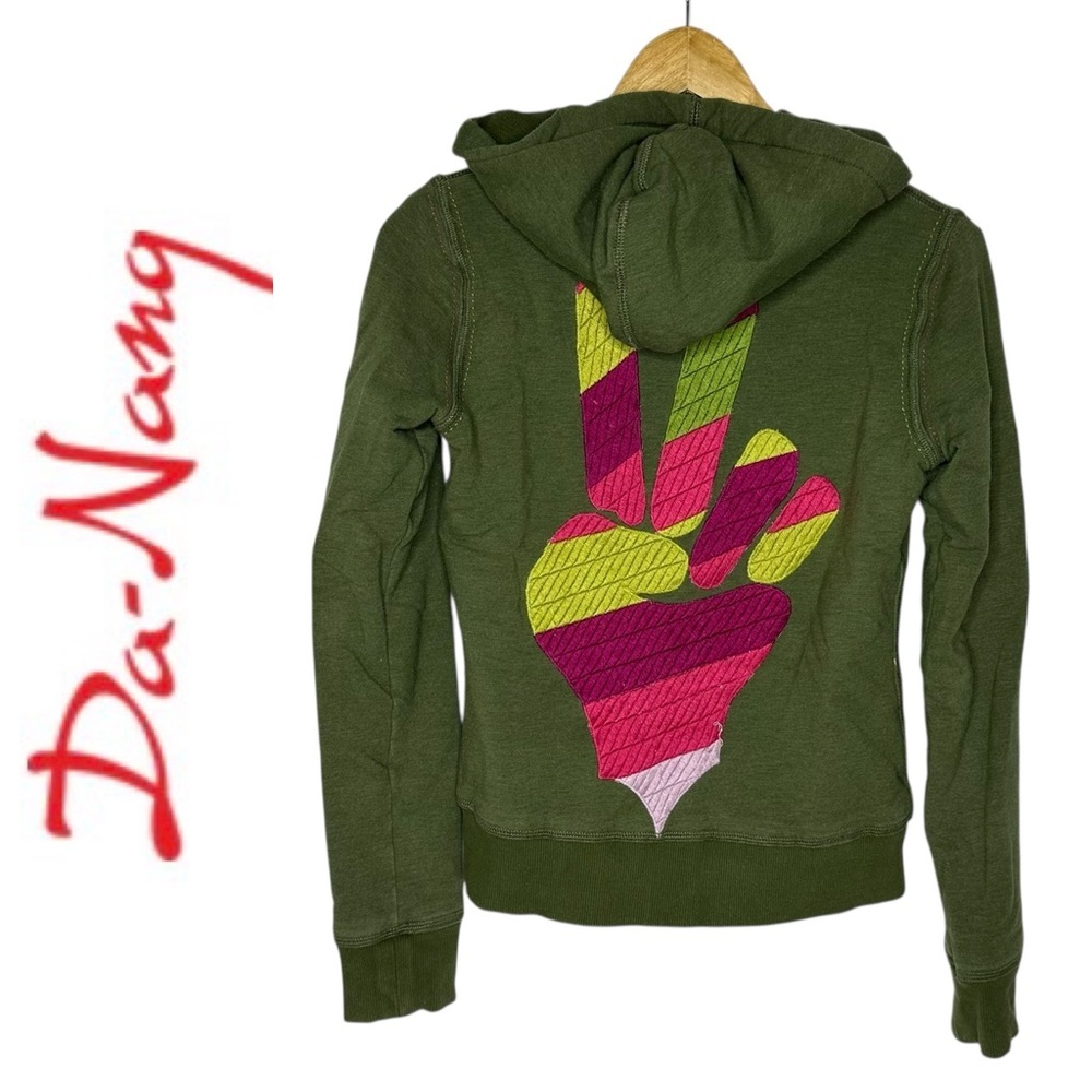 DaNang Green peace Surplus Embroidered Military Zip Up Army Hoodie xs